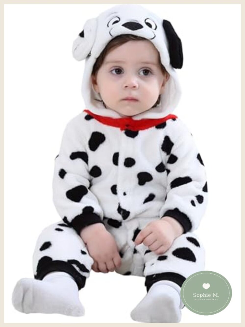 Baby Dalmatian Costume Toddler Animal Onesie Hooded Romper, Flannel, Long